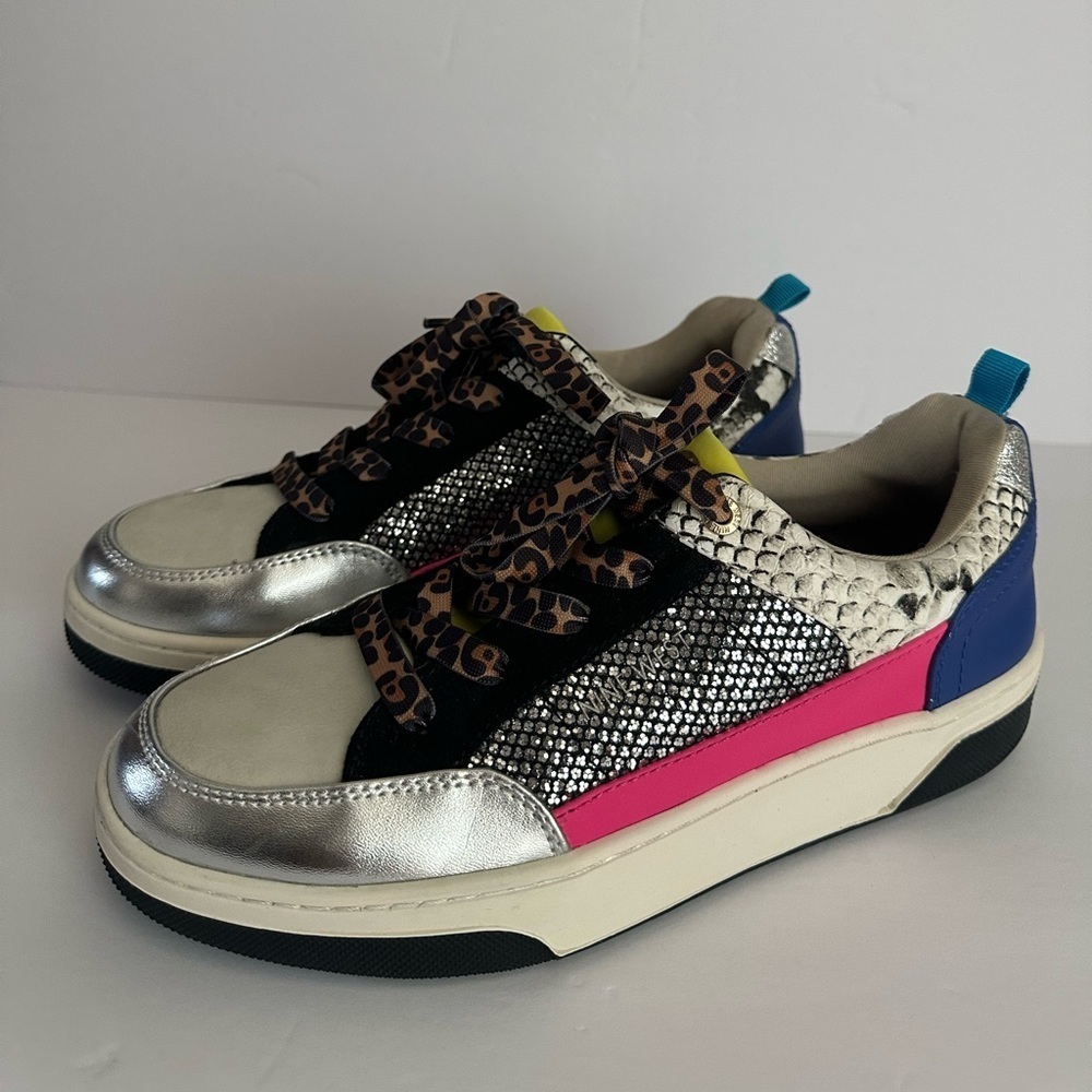 Nine West Colorful Metallic Sneakers with Leopard Print size 8M